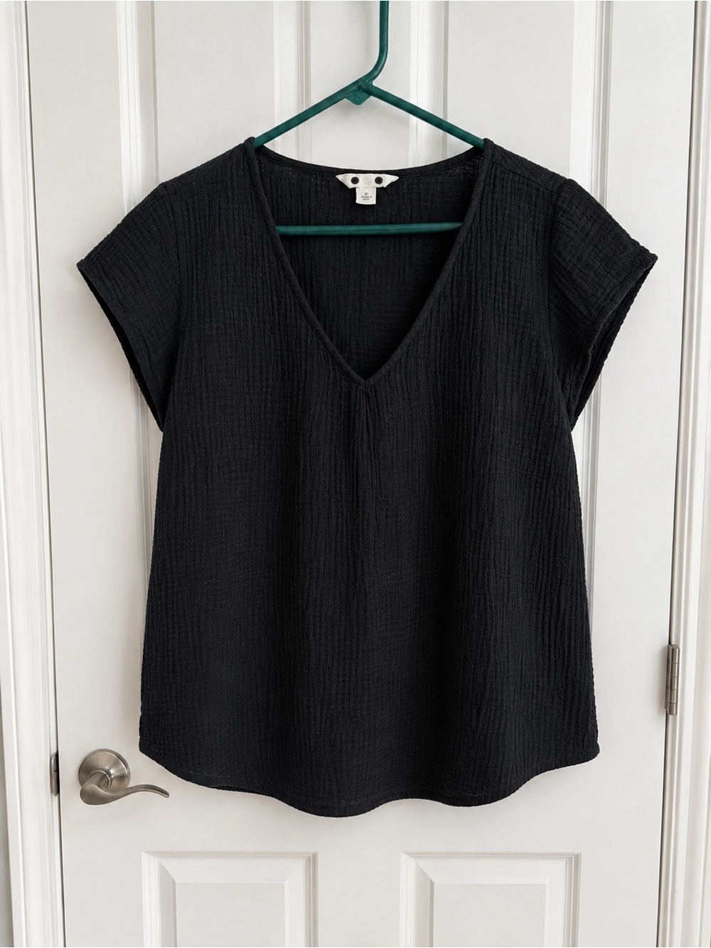 Madewell Black Double Gauze V-Neck Blouse